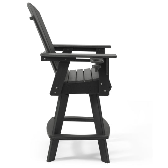 Malibu Outdoor HDPE Swivel Adirondack Bar Height Chair With Cup Holder