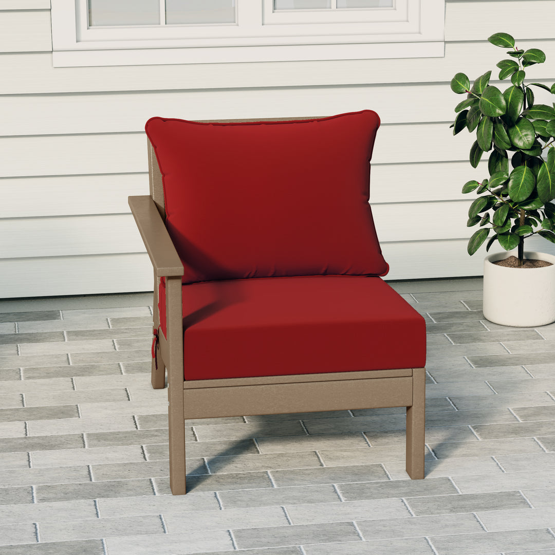 Avalon Outdoor Patio HDPE Left Arm Sectional Corner Club Chair with Patio Cushions