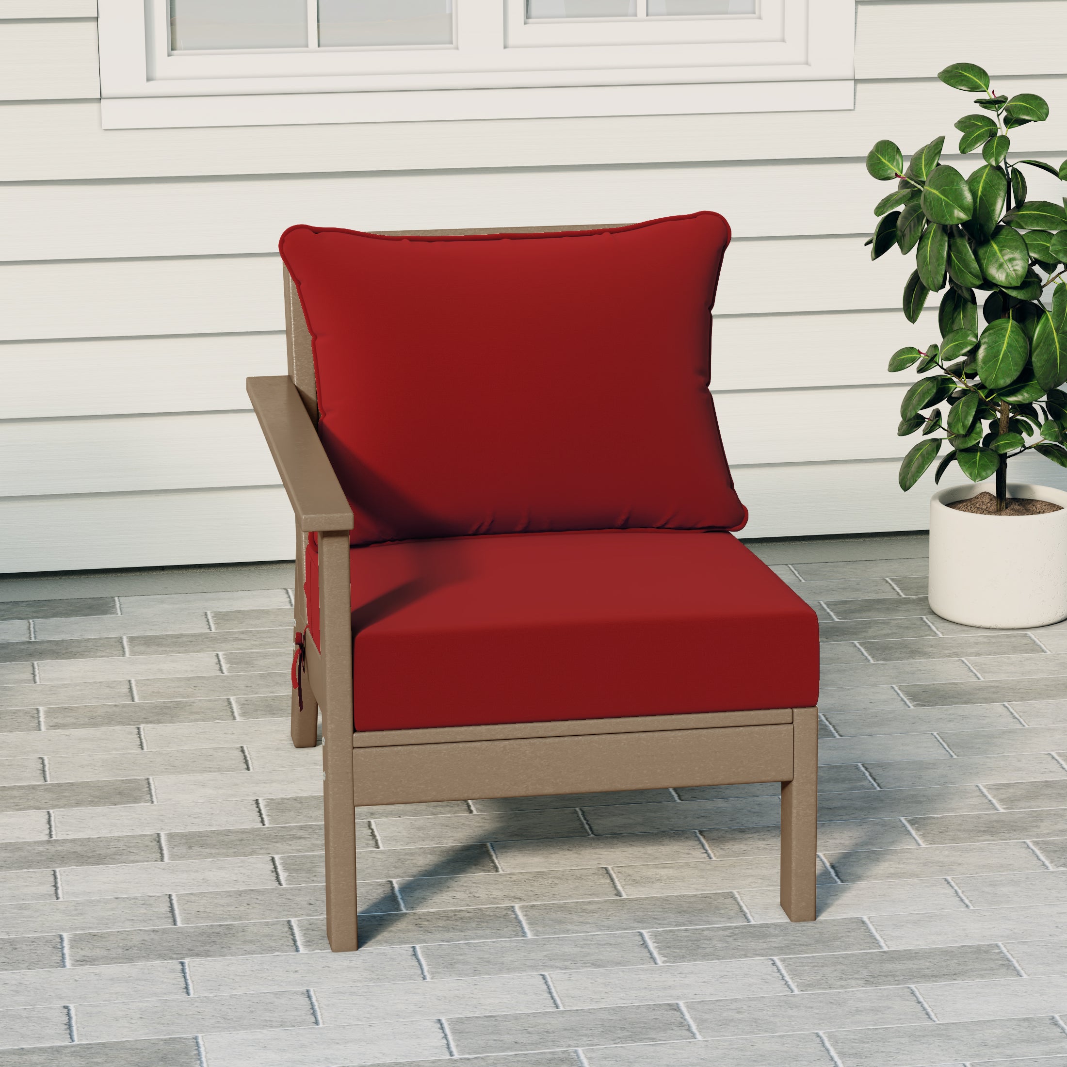 Avalon Outdoor Patio HDPE Left Arm Sectional Corner Club Chair with Patio Cushions