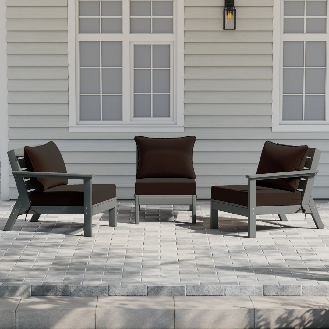 Avalon Outdoor Patio HDPE Sectional Sofa with Patio Cushions