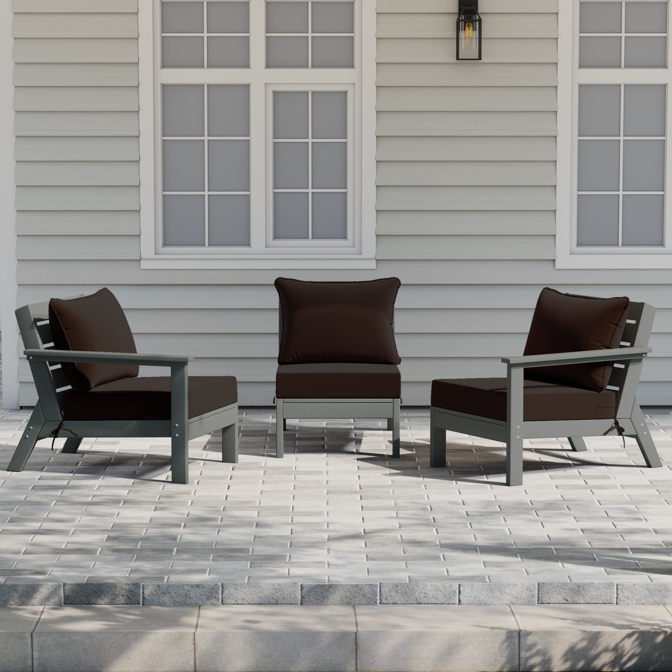 Avalon Outdoor Patio HDPE Sectional Sofa with Patio Cushions