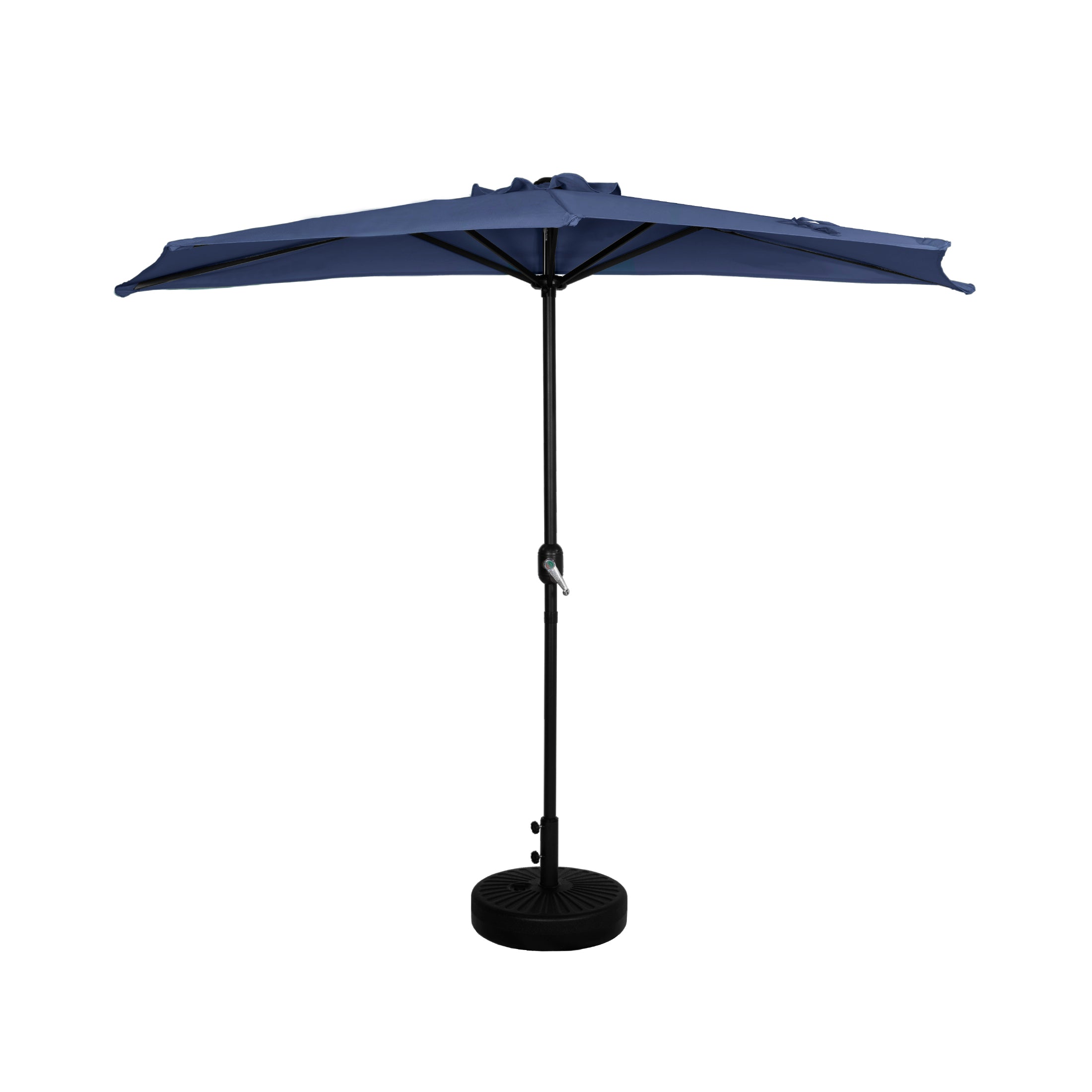 Lanai 9 ft. Aluminum Half Market Crank Lift Patio Umbrella with Base