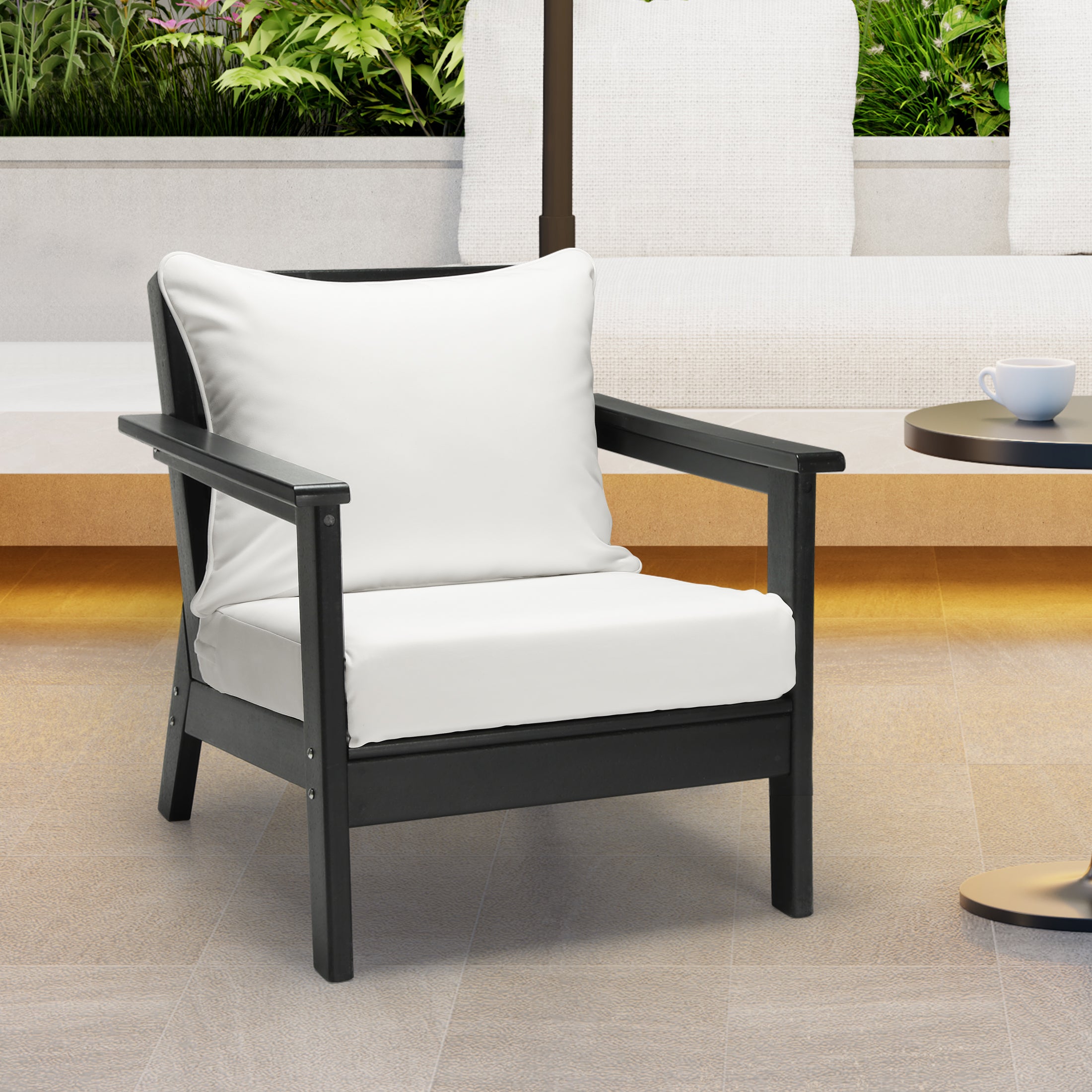 Solace Water Repellent Outdoor 2-Piece Deep Set Patio Seat Back Chair Cushions, 25" x 25"