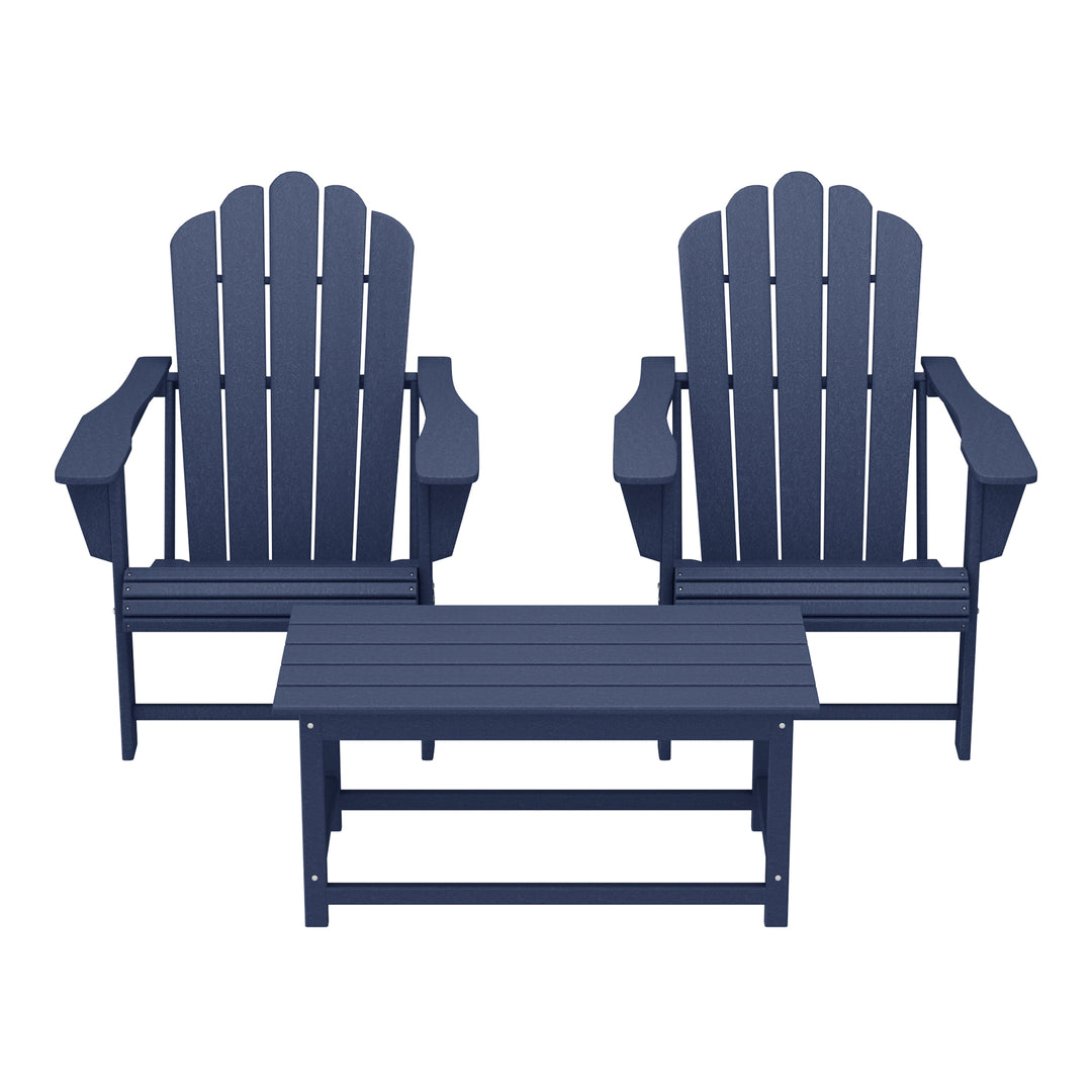 Highland 3-Piece Adirondack Chairs with Cup Holders and Coffee Table Set