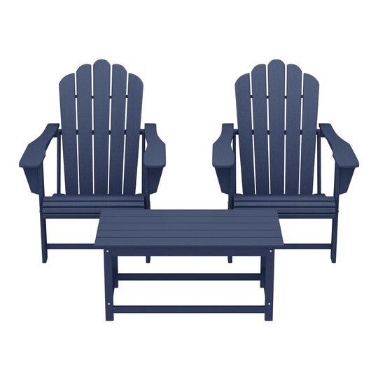 Highland 3-Piece Adirondack Chairs with Cup Holders and Coffee Table Set