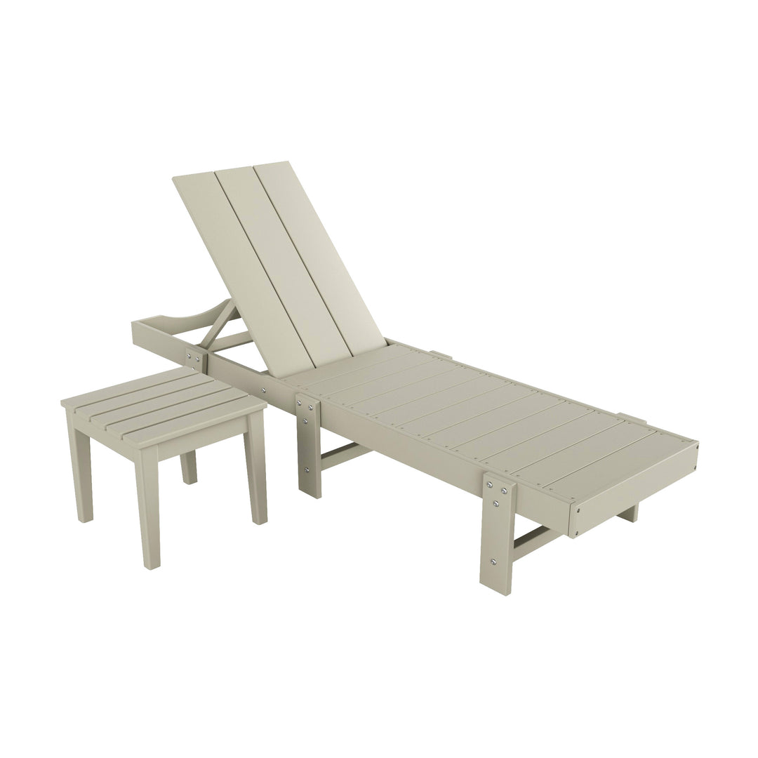 Ashore 2 Piece Modern Poly Reclining Chaise Lounge With Wheels