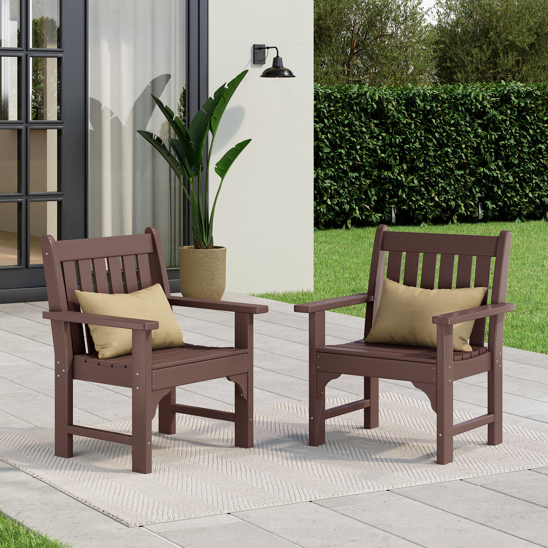 Malibu Outdoor Patio HDPE Adirondack Dining Arm Chairs (Set of 2)