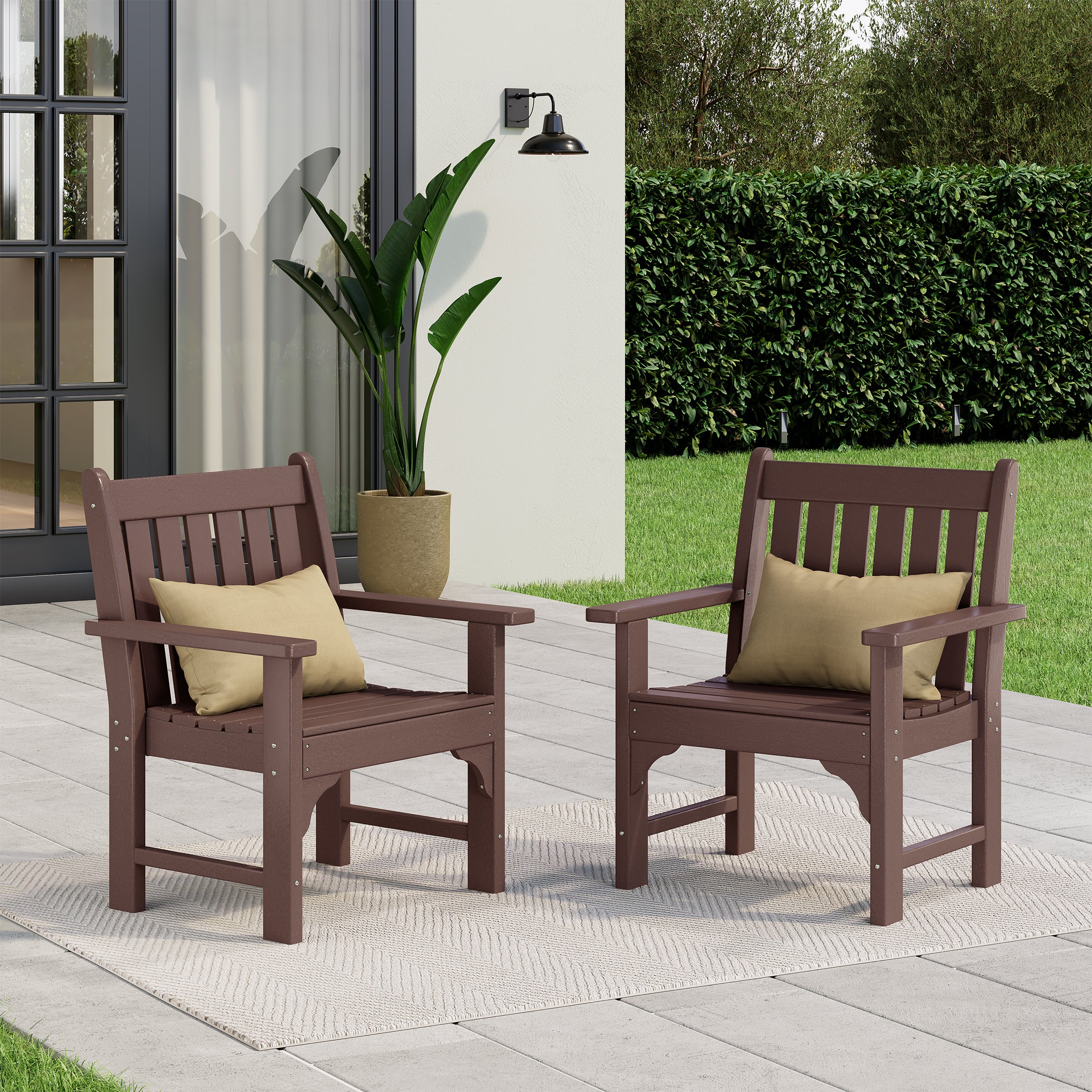 Malibu Outdoor Patio HDPE Adirondack Dining Arm Chairs (Set of 2)