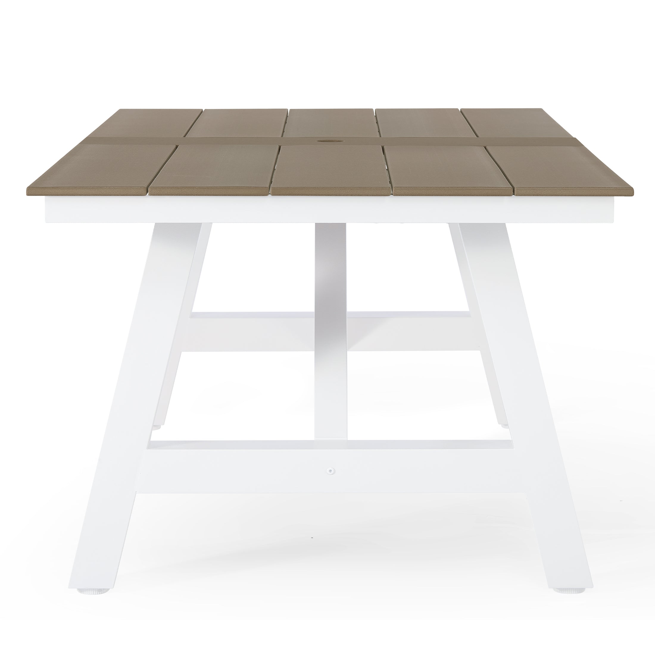 Cape May 90" HDPE Rectangle Outdoor Patio Dining Table With Umbrella Hole and Metal Frame