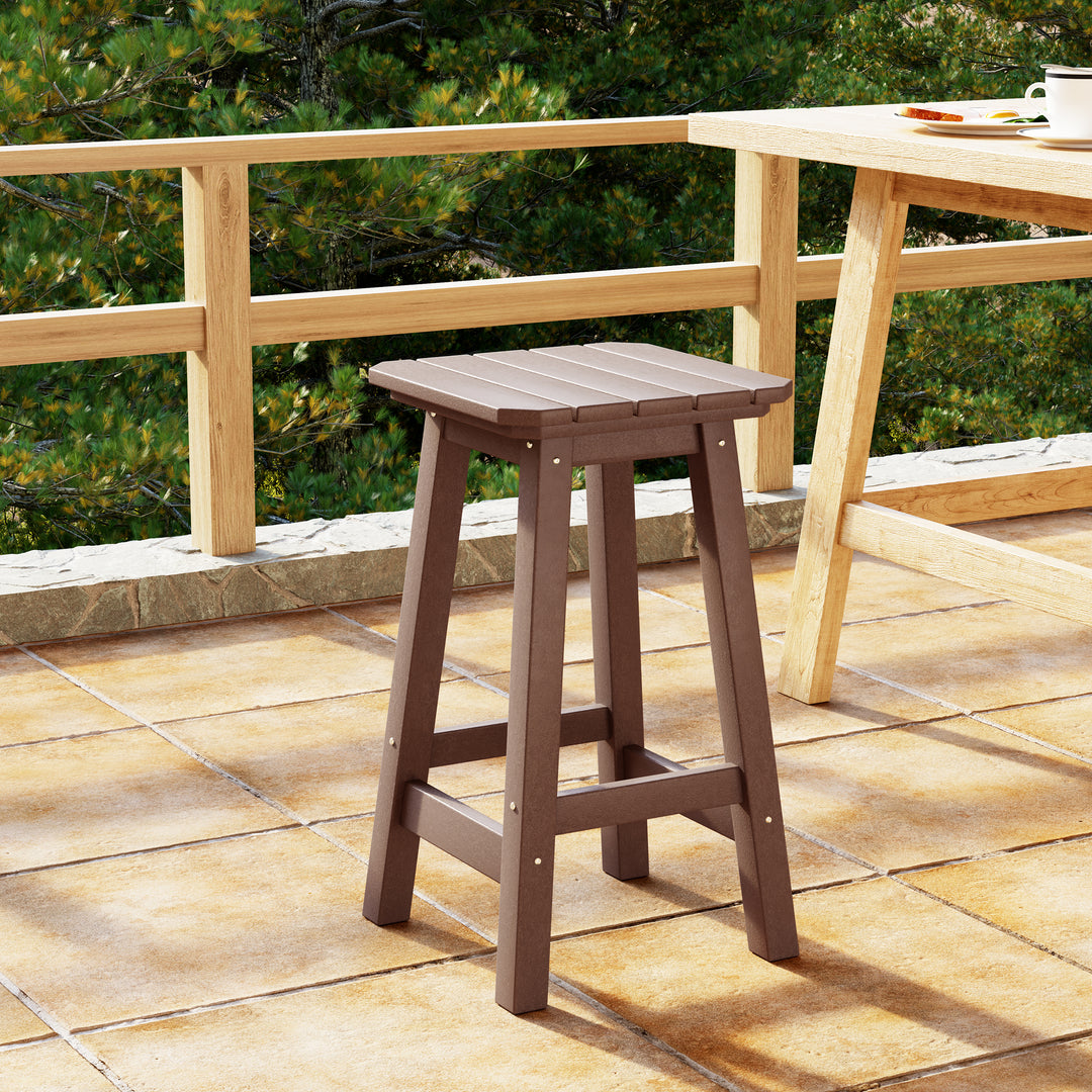 Malibu 24" HDPE Outdoor Patio Square Counter Height Bar Stool