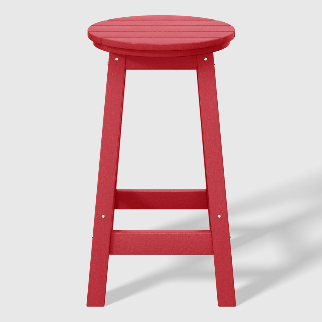 Malibu 24" HDPE Outdoor Patio Round Counter Height Bar Stool Set of 3