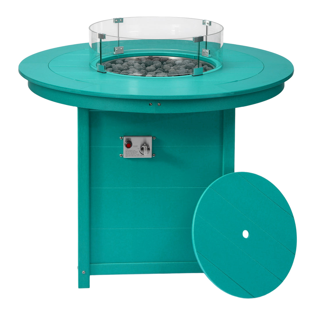 Helios 47" Modern Outdoor Patio Propane Round Counter Height Fire Pit Table