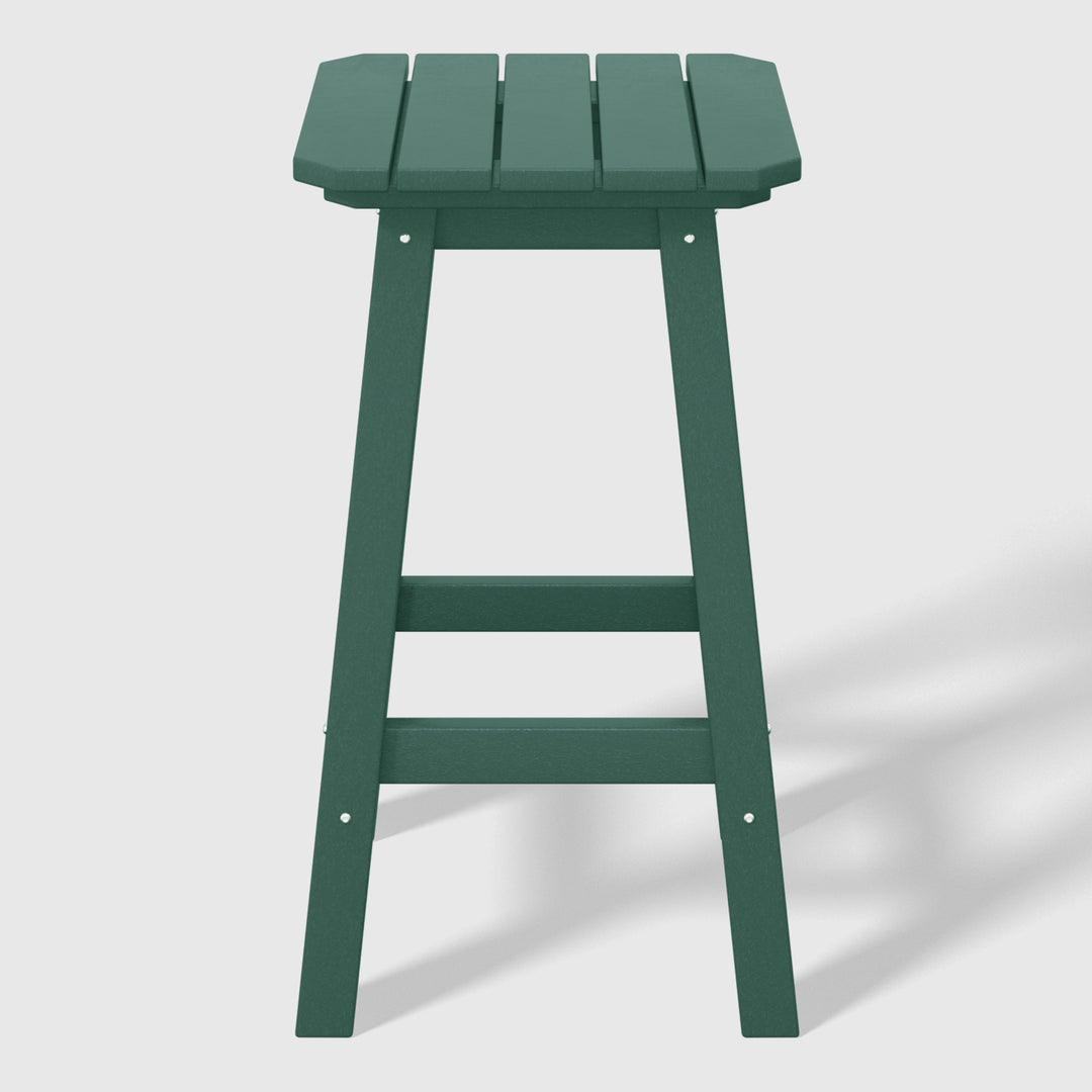 Malibu 24" HDPE Outdoor Patio Counter High Backless Square Bar Stool