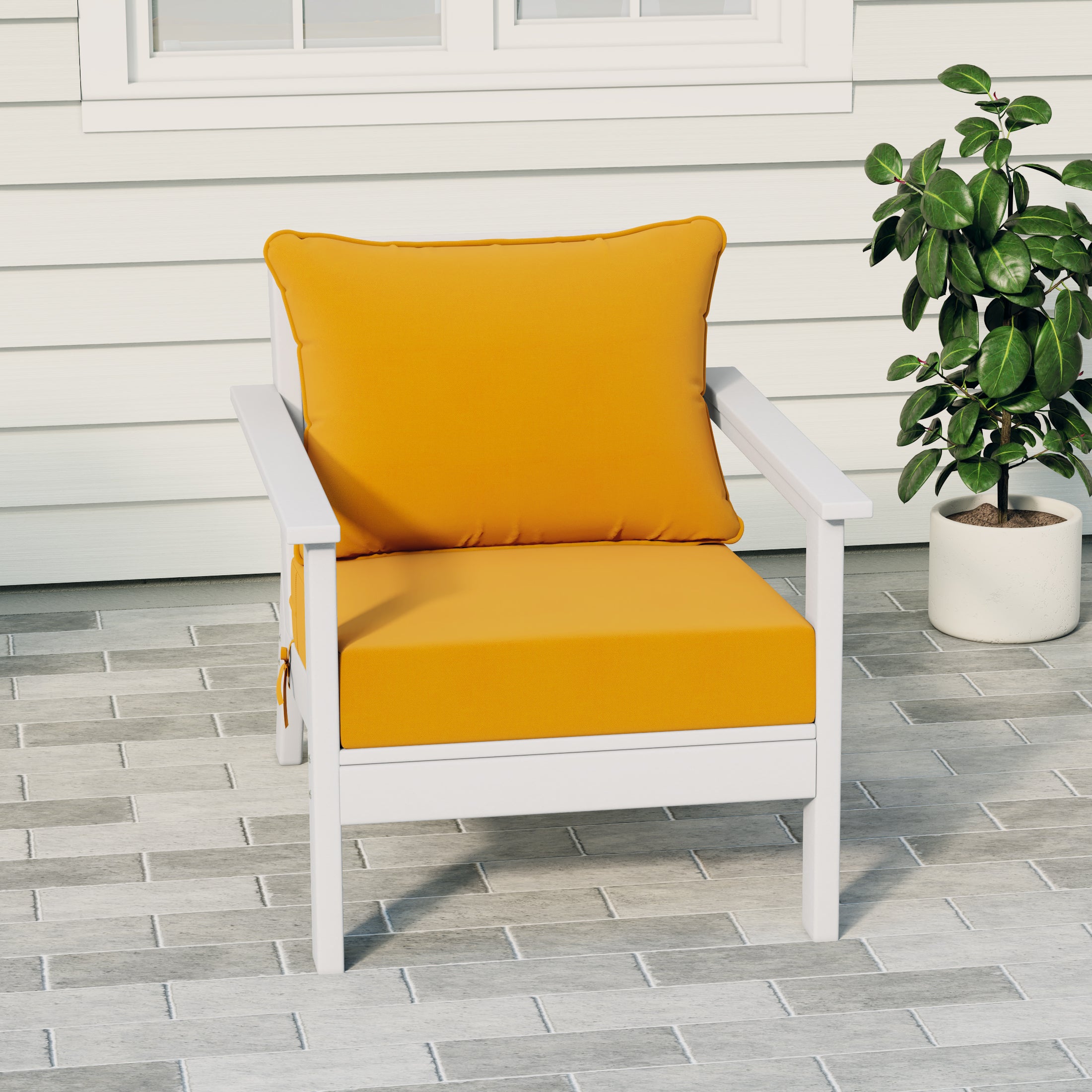 Avalon Outdoor Modern HDPE Patio Club Chair with Deep Seat Cushions