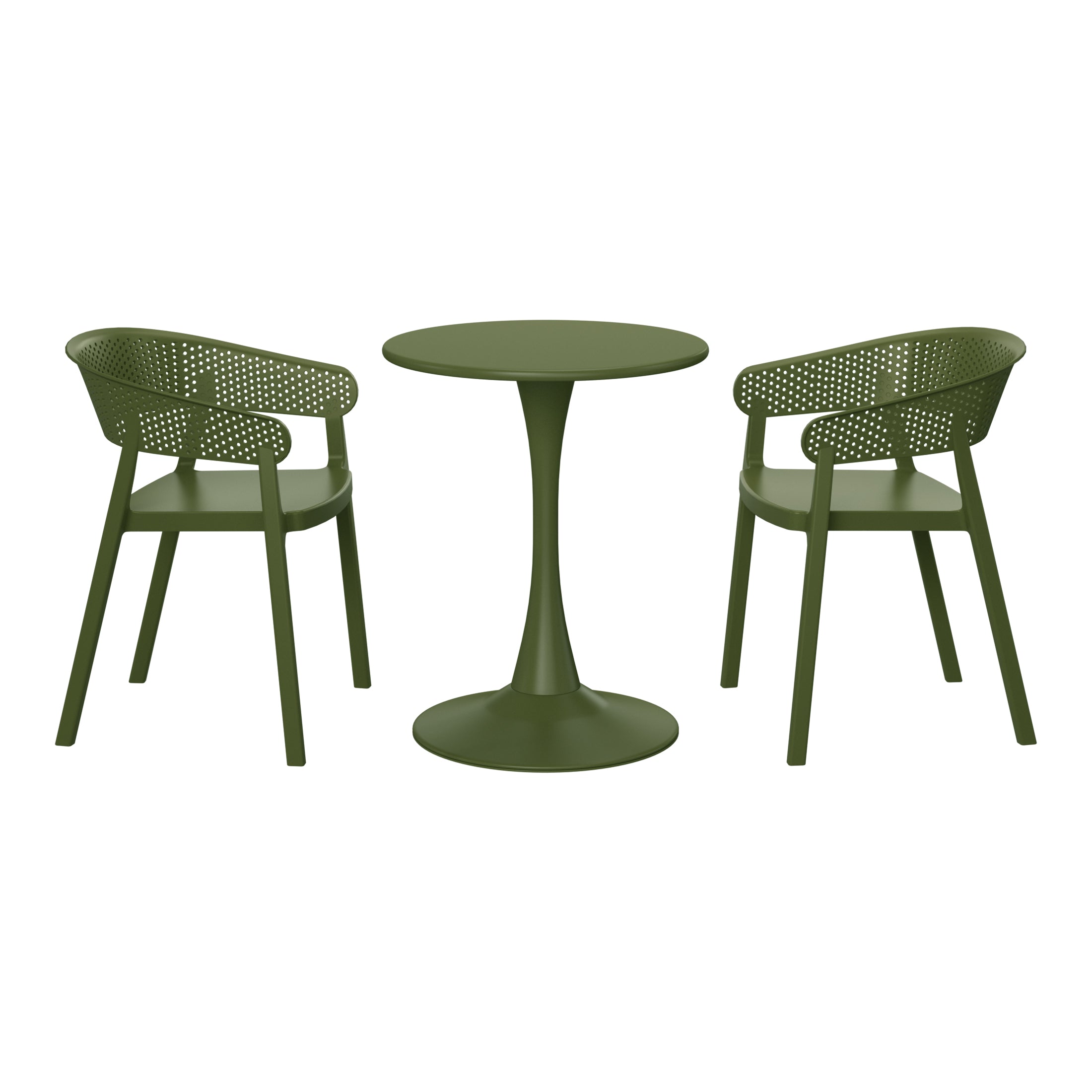 Playa 3-Piece Indoor Outdoor Metal Patio Dining Table Set With Stackable Patio Chairs