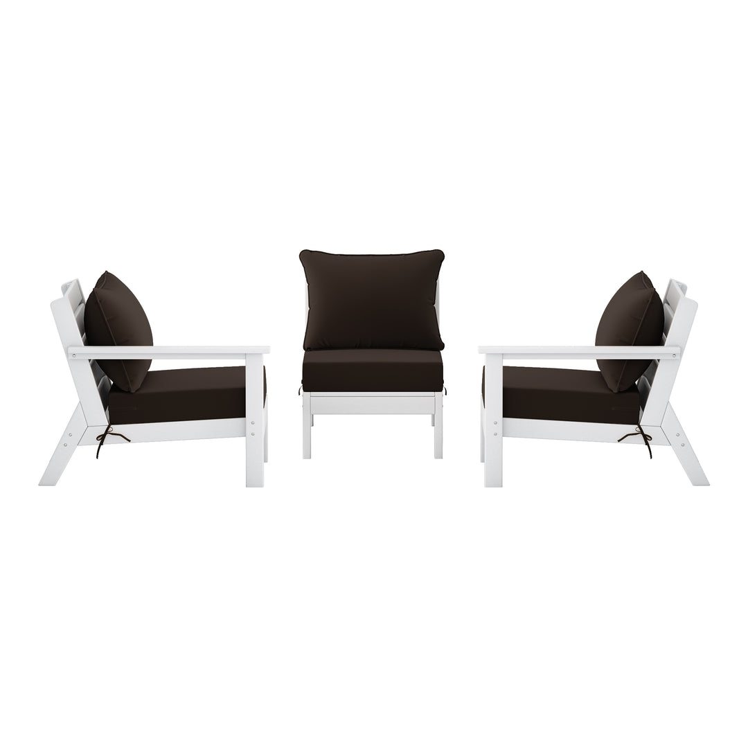 Avalon Outdoor Patio HDPE Sectional Sofa with Patio Cushions