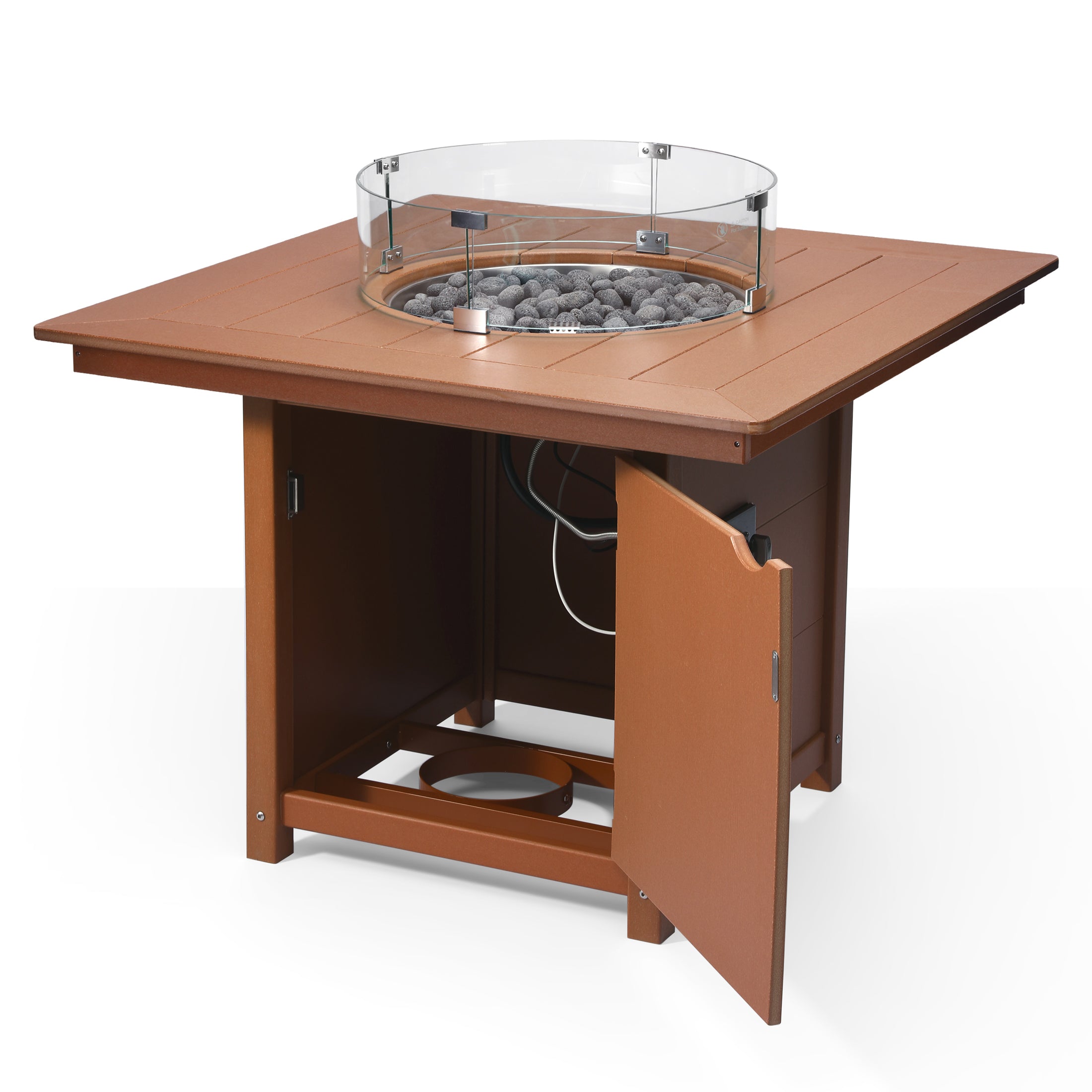 Helios Modern Outdoor Patio Propane 42" Square Fire Pit Table