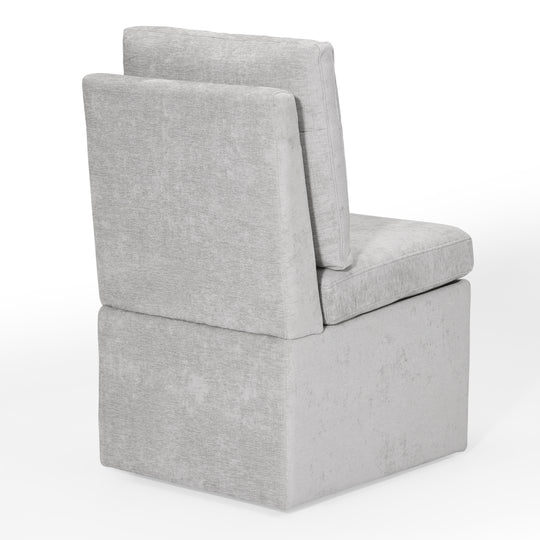 Soho Modern Upholstered Chenille Armless Dining Chairs With Casters