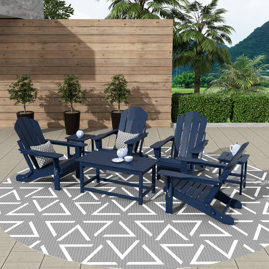 Malibu Westintrends 7-Piece set Outdoor / Patio Adirondack chairs with a Coffee and tWestintrends side tables ( 4 seater )