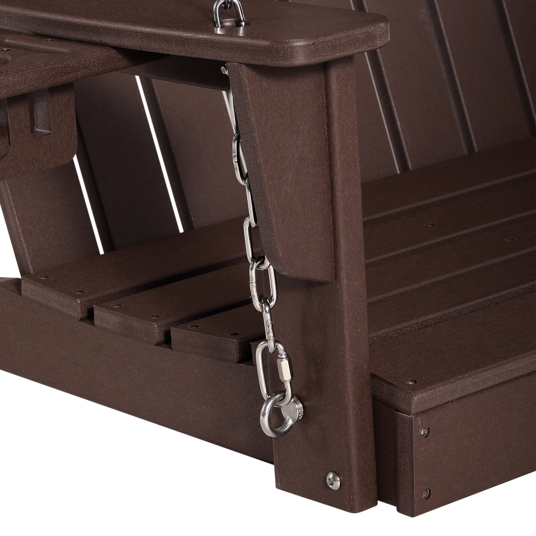 St. Augustine 4ft Outdoor HDPE Poly Farmhouse Hanging Porch Swing With Cup Holders