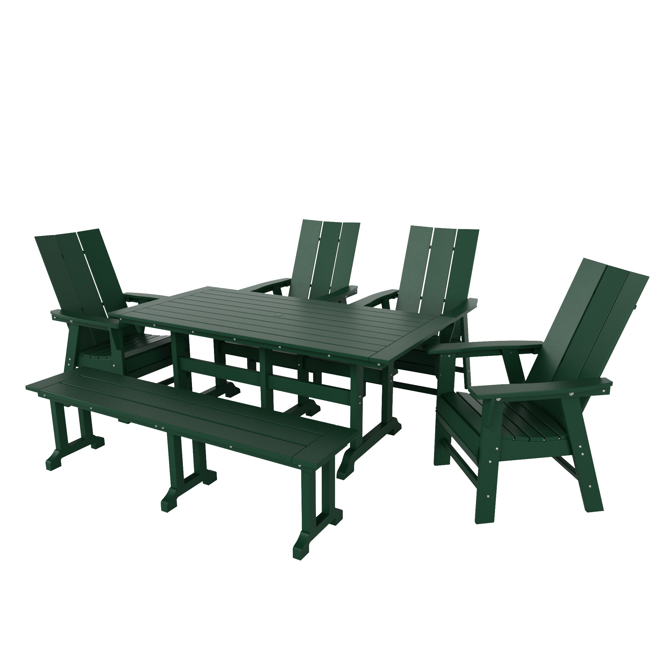 Ashore 6 Piece Outdoor Patio Dining Table and Armchair Dining Bench Set