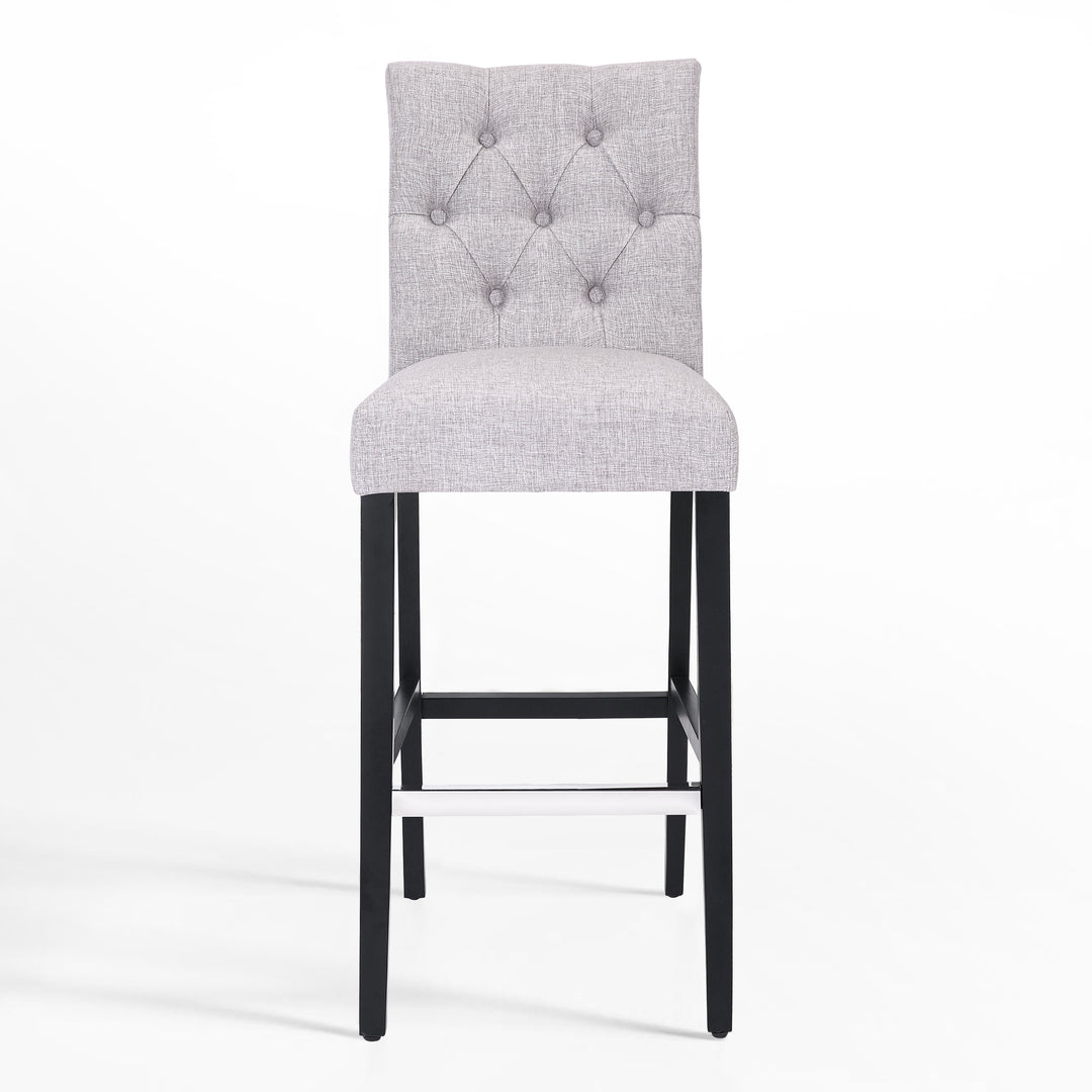 Hayes 29" Linen Fabric Tufted Bar Stool,Black