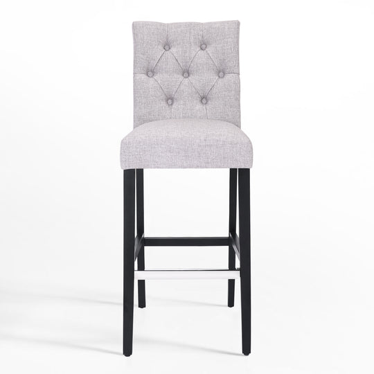 Hayes 29" Linen Fabric Tufted Bar Stool,Black