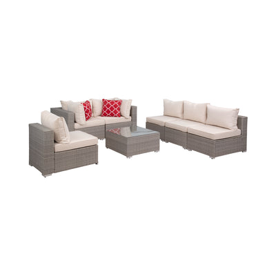 Irvine 7-Piece Outdoor Patio Rattan Wicker Sectional Sofa with Coffee Table Set