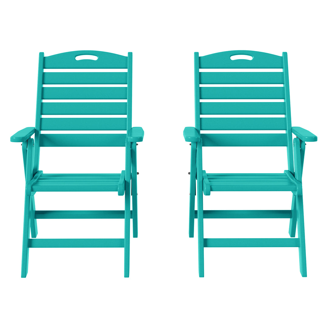 Azura HDPE Adjustable Highback Folding Outdoor Patio Dining Chairs Set of 2