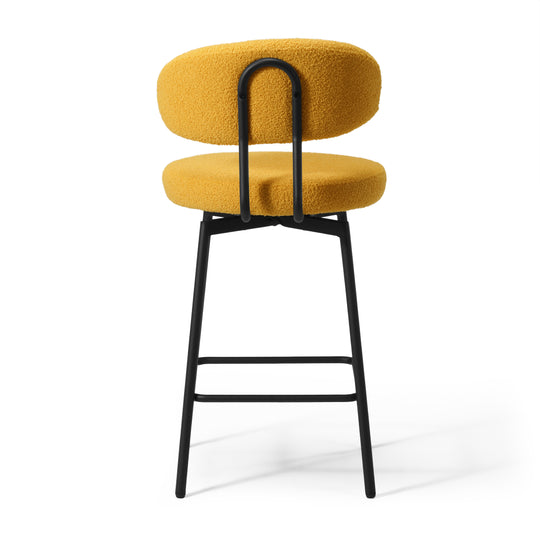 Alexandria Modern Upholstered Sherpa Fabric Counter Height Bar Stools with Back (Set of 2)