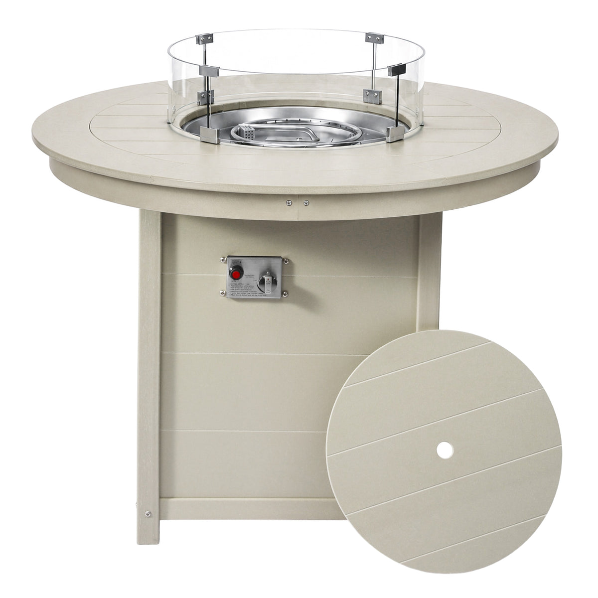 Helios 47" Modern Outdoor Patio Propane Round Counter Height Fire Pit Table