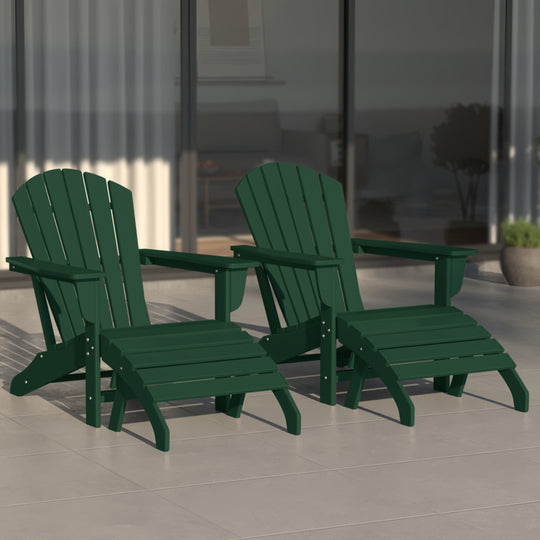 Dylan Outdoor Adirondack Chair With Ottoman 4-Piece Set
