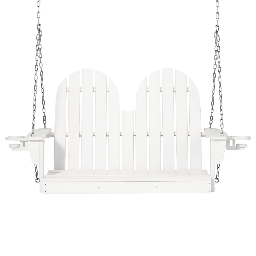 St. Augustine 4ft Outdoor HDPE Poly Farmhouse Hanging Porch Swing With Cup Holders