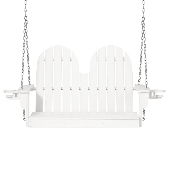 St. Augustine 4ft Outdoor HDPE Poly Farmhouse Hanging Porch Swing With Cup Holders