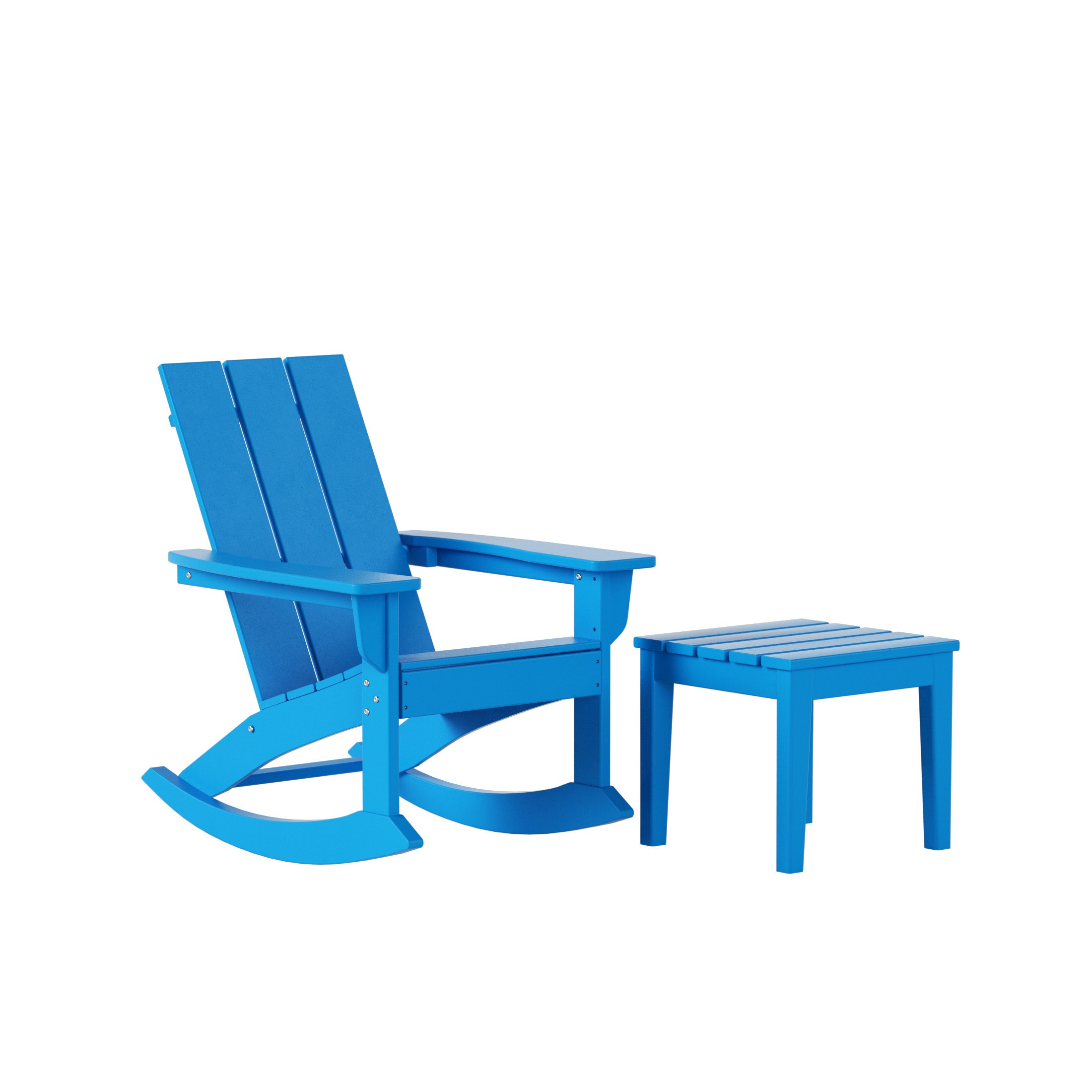 Ashore 2-Pieces Set Modern Plastic Outdoor Rocking Chair with Square Side Table