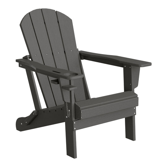 Nantucket Outdoor Patio HDPE Resin Folding Adirondack Chairs With Cup Holder and Phone Holder (Set of Two)