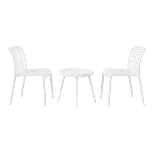 Playa 3-Piece Outdoor Patio Bistro Balcony Furniture Set With Stackable Chairs