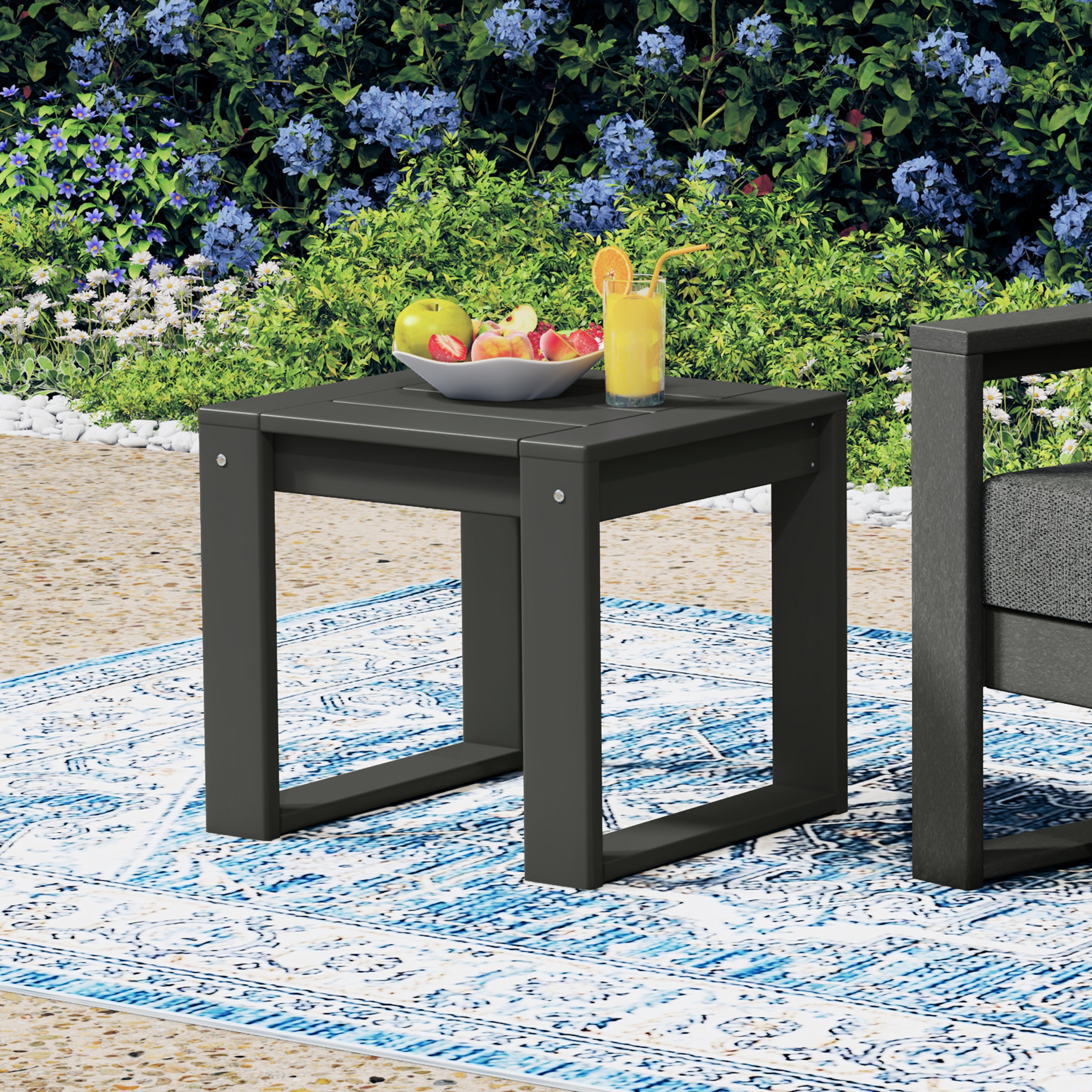 Montara Modern Outdoor HDPE Rectangle Patio Side Table