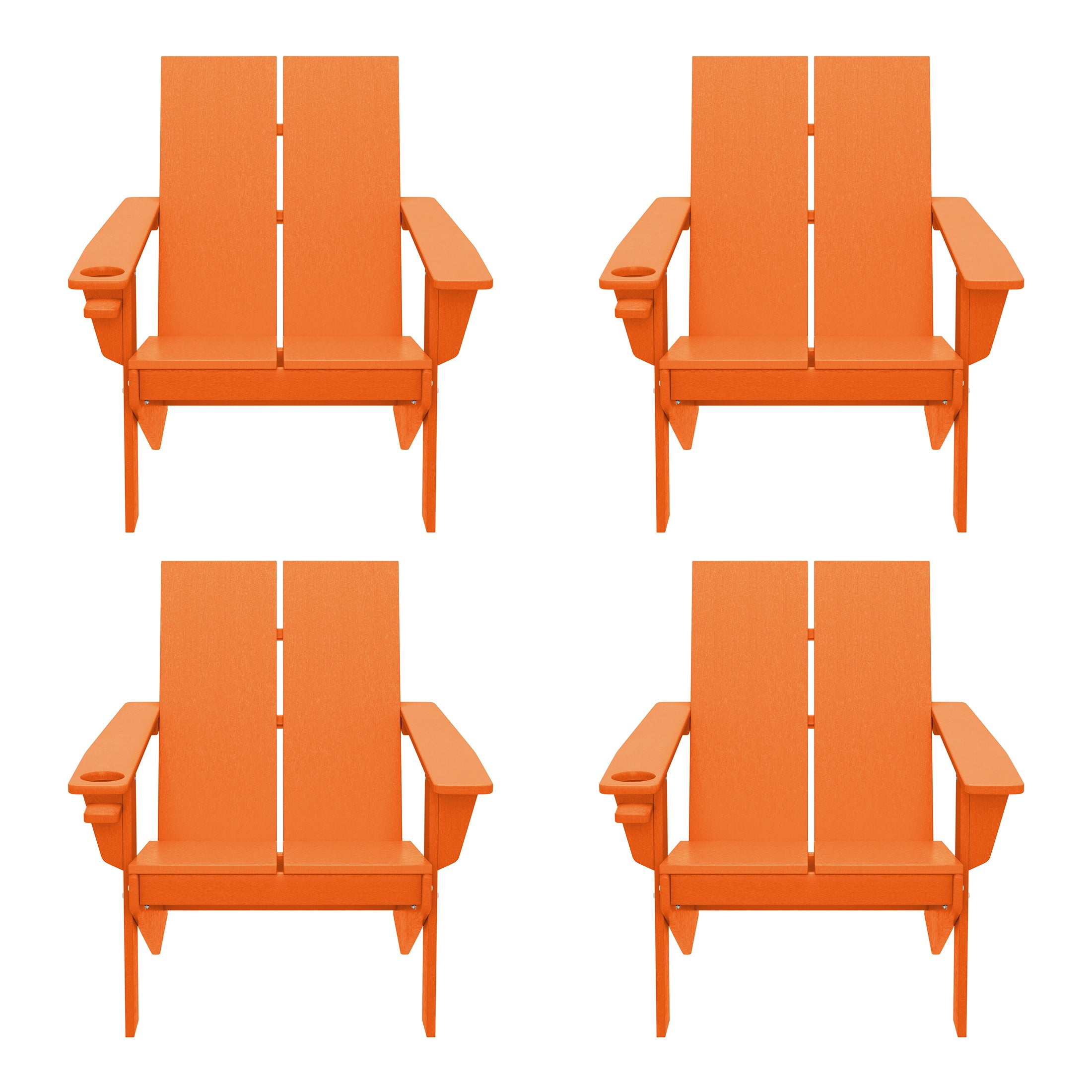 Riviera Outdoor HDPE Modern Adirondack Chair with Cup Holder (Set of 4)