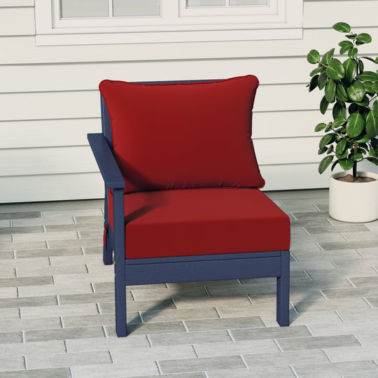 Avalon Outdoor Patio HDPE Left Arm Sectional Corner Club Chair with Patio Cushions