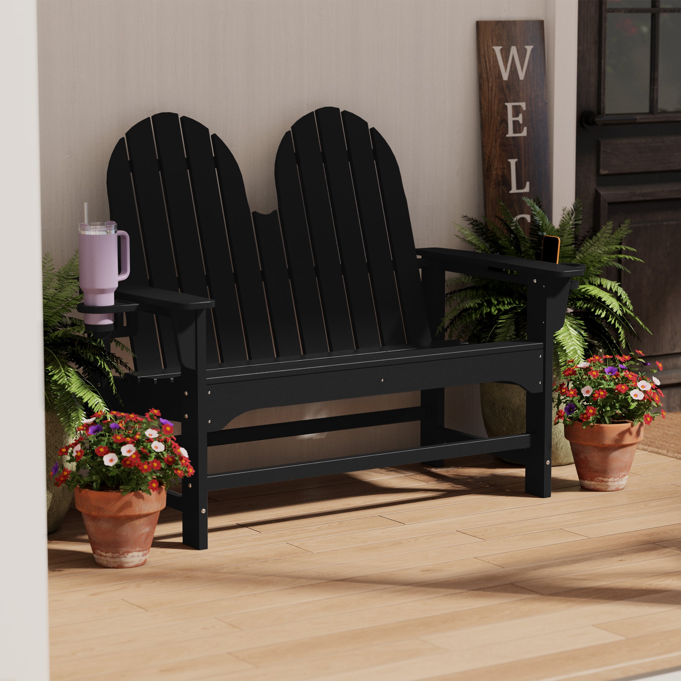 St. Augustine Outdoor Patio 49" HDPE Adirondack Garden Bench