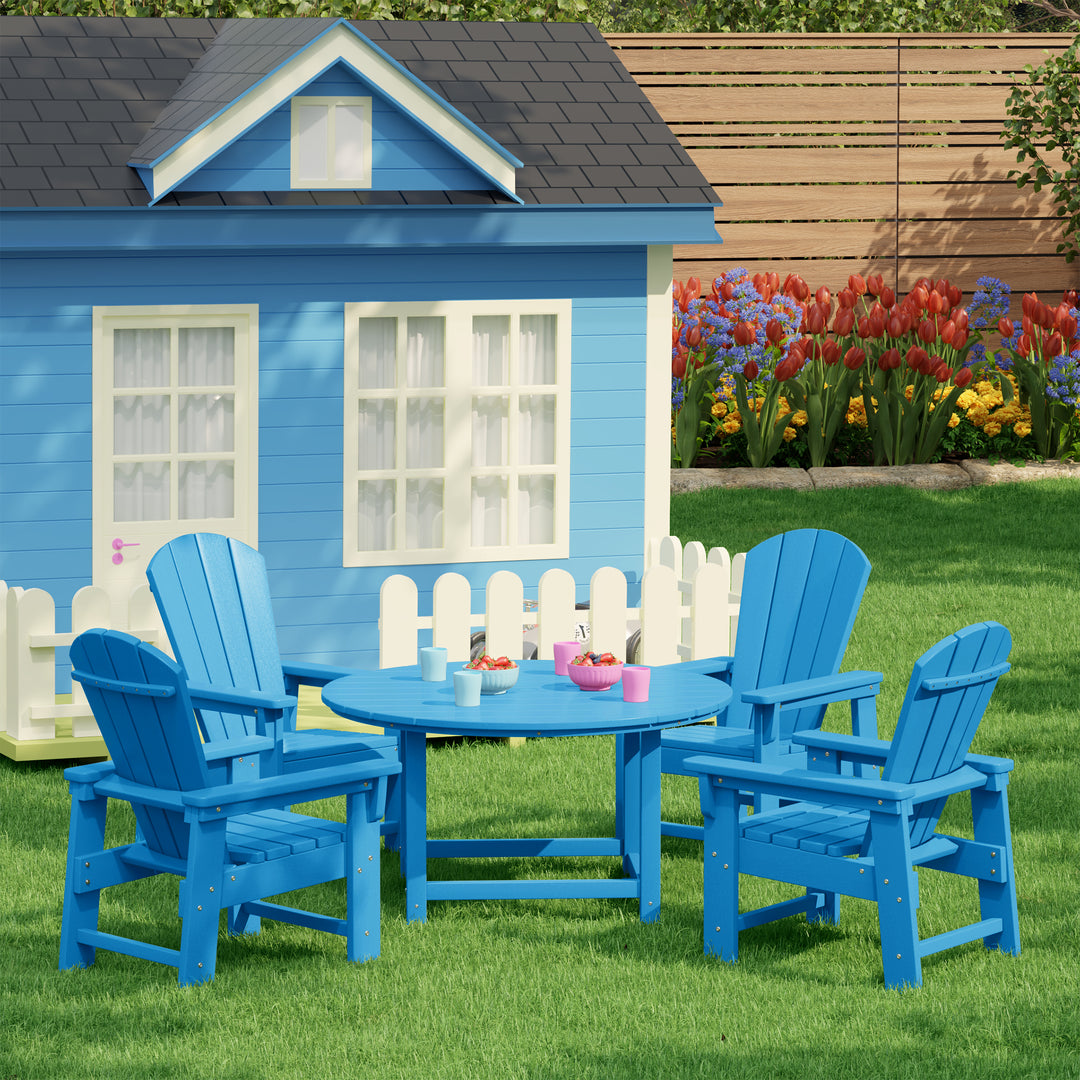 Malibu Kids 5-Piece HDPE Outdoor Patio Round Dining Table and Chairs Set