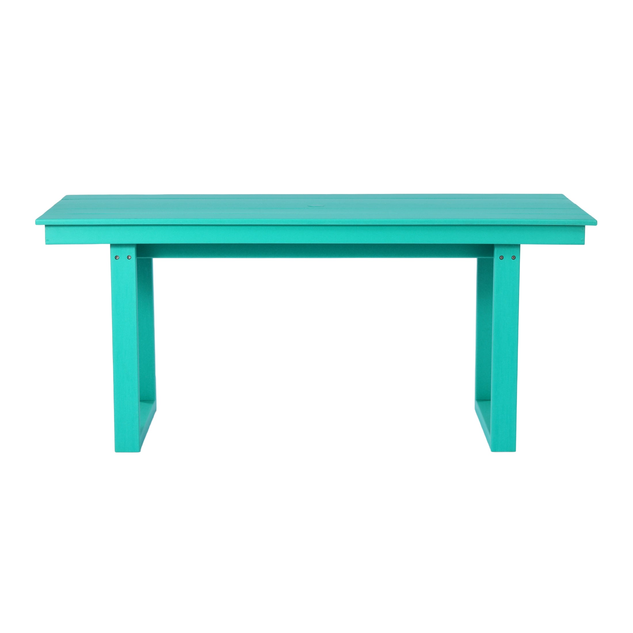 Paloma 68" Outdoor HDPE Modern Rectangular Patio Dining Table With Umbrella Hole