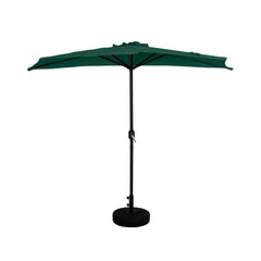 Lanai 9 ft. Aluminum Half Market Crank Lift Patio Umbrella with Base