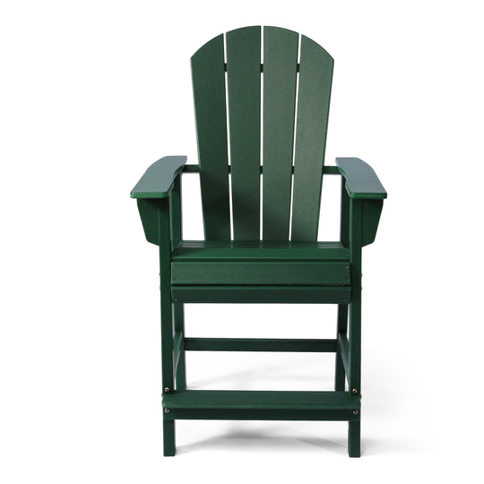 Malibu Outdoor HDPE  Tall Adirondack Counter Height Bar Chair With Cup Holder