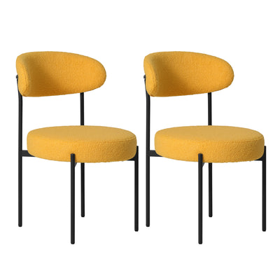 Alexandria Mid-Century Modern Upholstered Sherpa Round Dining Chairs (Set of 2)