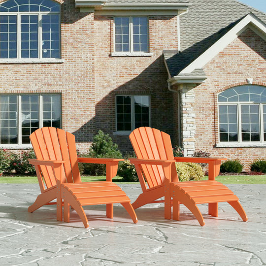 Dylan Outdoor Adirondack Chair With Ottoman 4-Piece Set