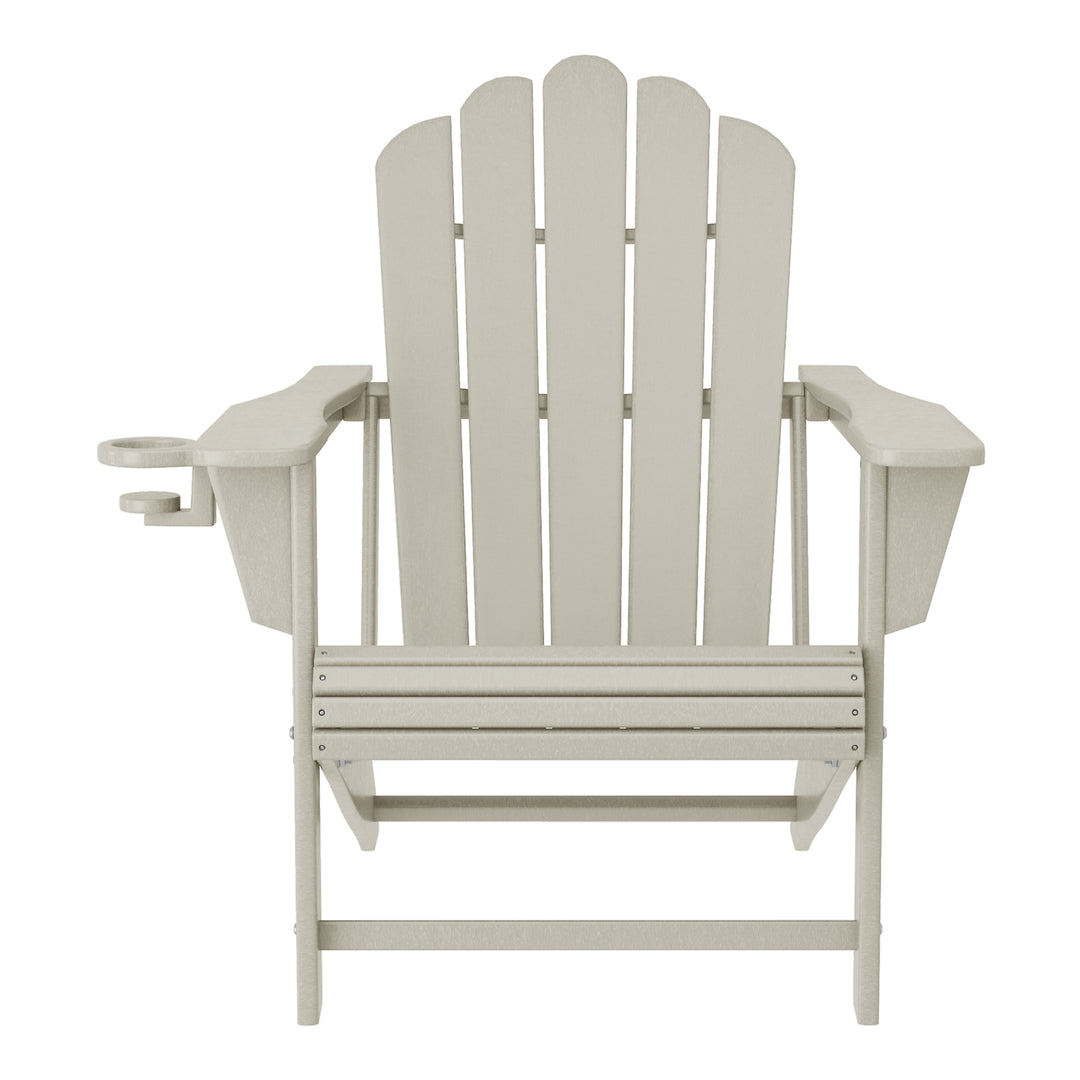Highland Outdoor Patio HDPE Adirondack Chair With Cup Holder and Table Set
