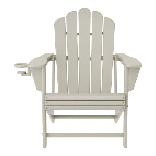 Highland Outdoor Patio HDPE Adirondack Chair With Cup Holder and Table Set