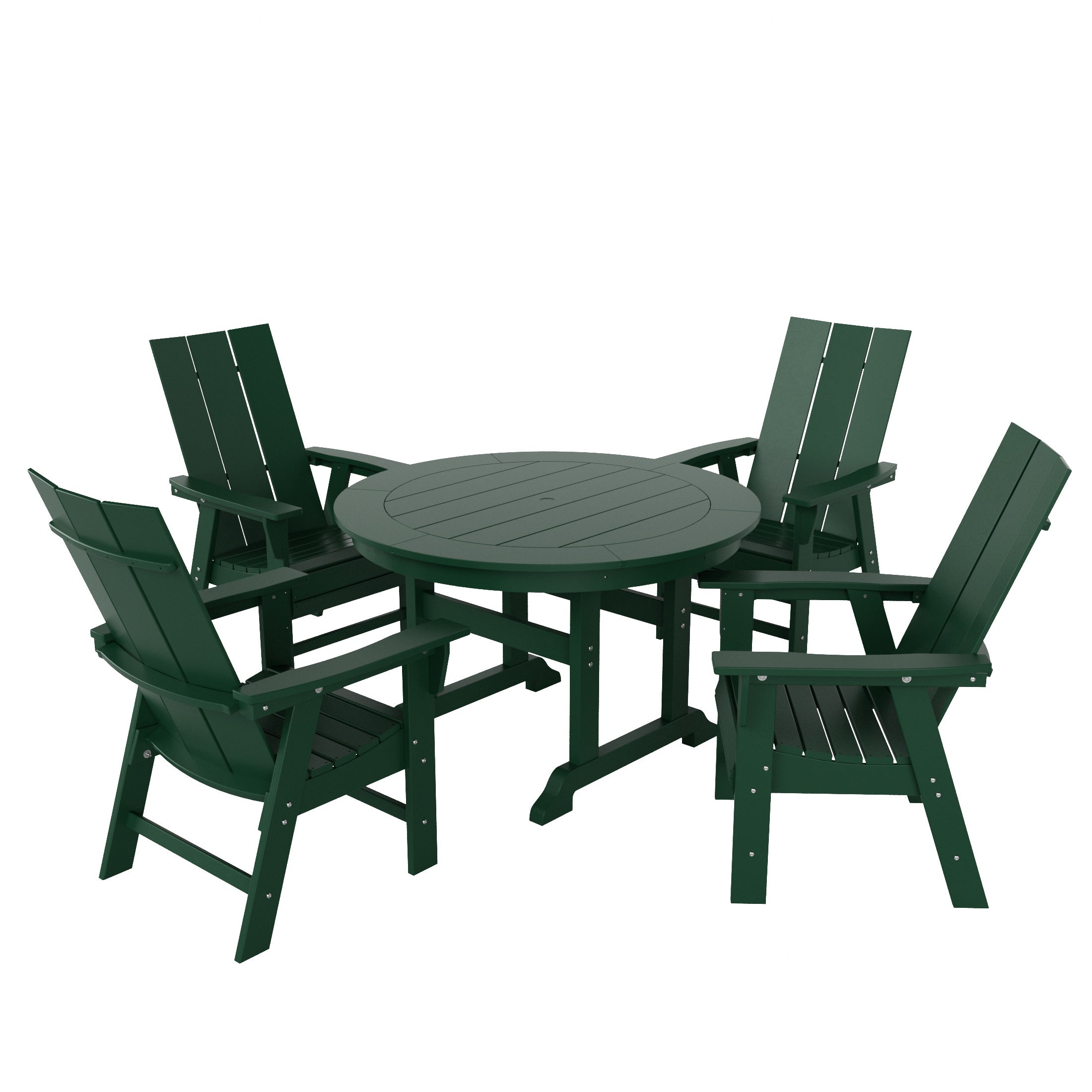 Ashore 5 Piece Outdoor Patio Dining Round Table and Modern Armchair Set